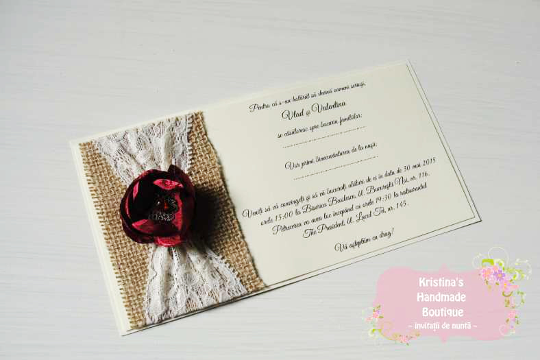 Invitatii de nunta Kristina's Handmade Boutique