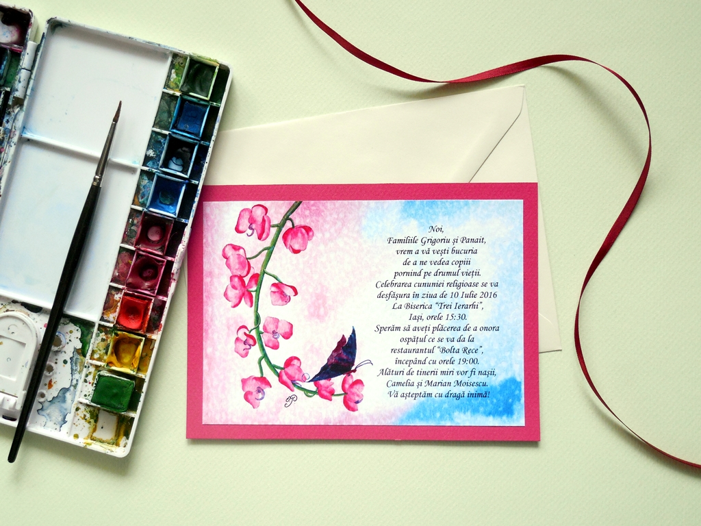 Invitatii de nunta Watercolor Wedding