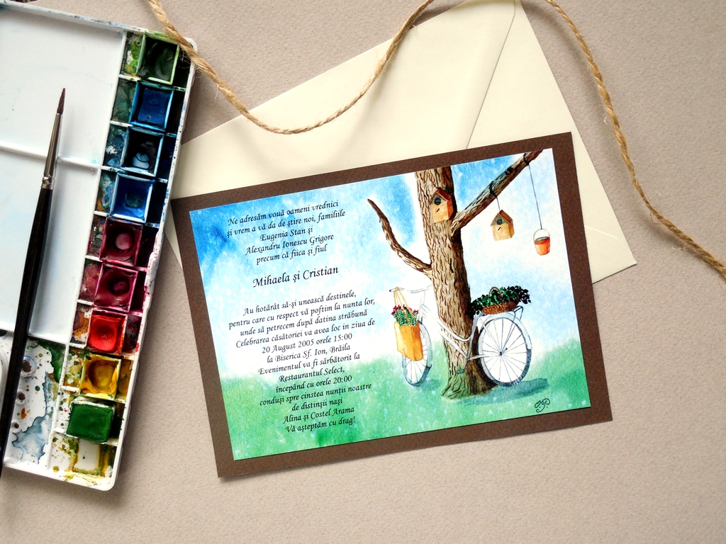 Invitatii de nunta Watercolor Wedding
