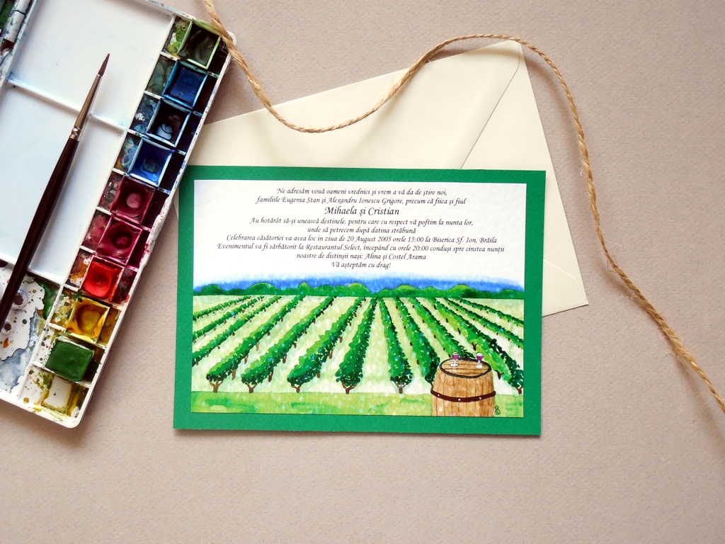 Invitatii de nunta Watercolor Wedding