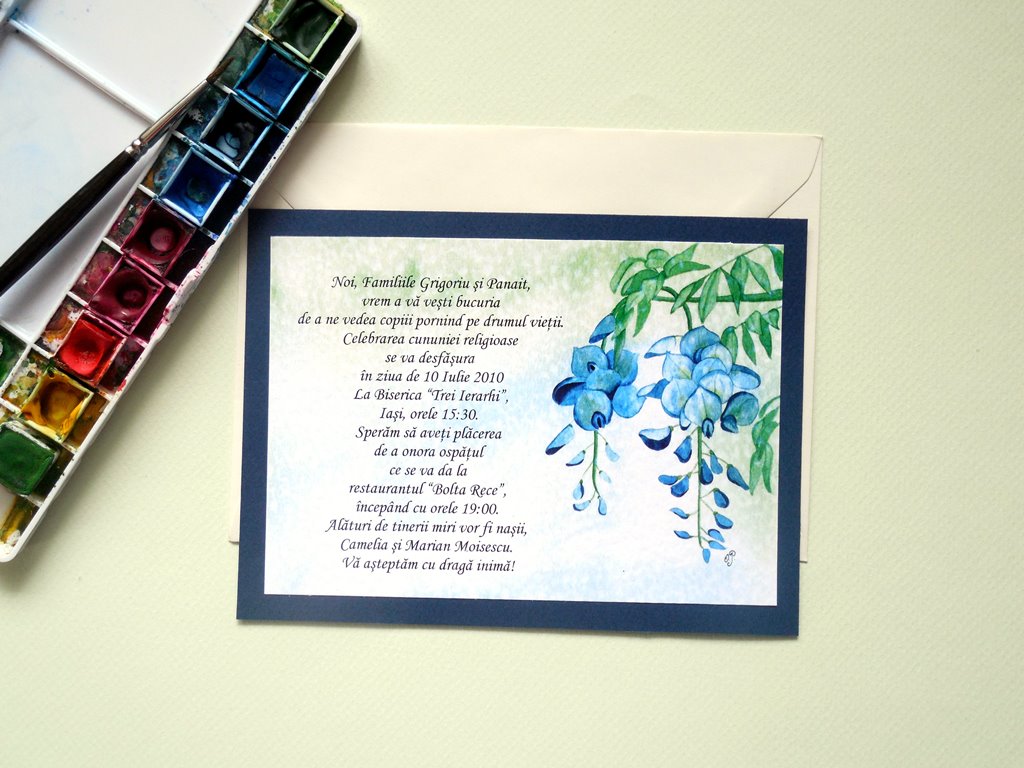 Invitatii de nunta Watercolor Wedding